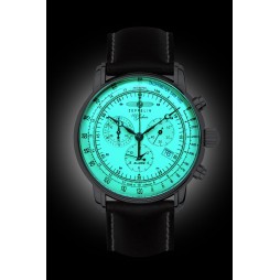 Zeppelin "100 Jahre" Herrenuhr Quarz Chronograph 86803 mit Lederarmband Leuchtzifferblatt
