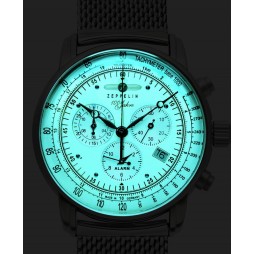 Zeppelin "100 Jahre" Herrenuhr Quarz Chronograph 8680M-3 mit Metallarmband Leuchtzifferblatt
