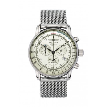 Zeppelin "100 Jahre" Herrenuhr Quarz Chronograph 86803 mit Lederarmband Leuchtzifferblatt