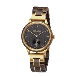 Waidzeit Holzuhr Mystic Gold Holzband Mooreiche Unisex Uhr