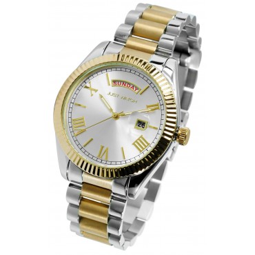 Herrenuhr Leon mit Edelstahlarmband , Datum und Wochentag