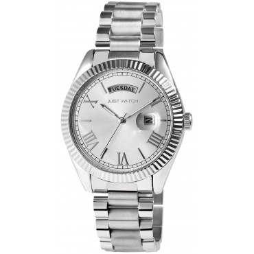 Herrenuhr Elias mit Edelstahlarmband , Datum und Wochentag