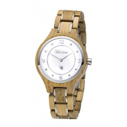 Waidzeit Blanc Damenuhr mit Holzarmband
