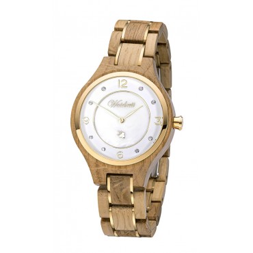 Waidzeit Champagné Damenuhr mit Holzarmband
