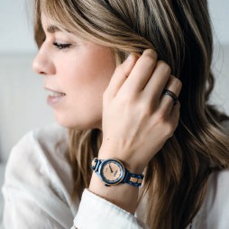 Waidzeit Holzuhr Petite Bleu Damenuhr mit Holzarmband