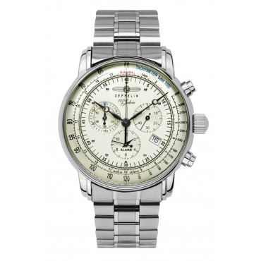 Zeppelin "100 Jahre" Herrenuhr Quarz Chronograph 86803MB-3 mit Lederarmband Leuchtzifferblatt