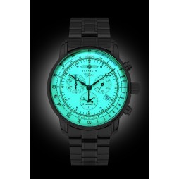 Zeppelin "100 Jahre" Herrenuhr Quarz Chronograph 8680MB-3 mit Metallarmband Leuchtzifferblatt