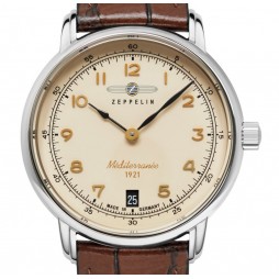 Zeppelin Damenuhr Mediterranee 96415 mit Datum und Lederarmband