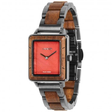 LAiMER Holzuhr Oxano - Damen Armbanduhr 100% Walnuss