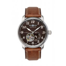 Zeppelin Herrenuhr LZ 127 Automatik 76664 mit offenem Herz und Lederarmband