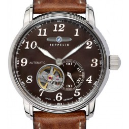 Zeppelin Herrenuhr LZ 127 Automatik 76664 mit offenem Herz und Lederarmband