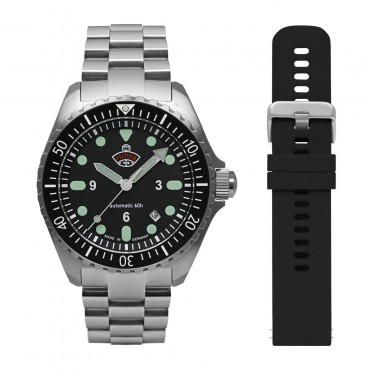Ruhla Herrenuhr Marine Taucher 4960M-5 Automatik mit 60h Gangreserve Metallband