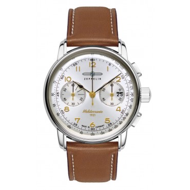 Zeppelin 100 Jahre Méditerranée Chronograph Uhr 96701 mit Lederarmband