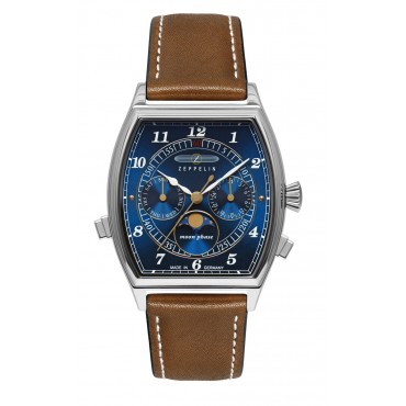 Zeppelin Herrenuhr Metropolis mit Mondphase 83363 und Lederarmband