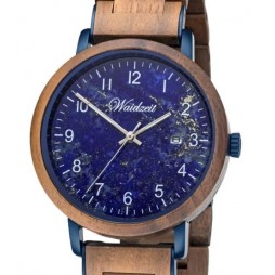 Waidzeit Holzuhr Manuel Herrenuhr mit Lapislazuliziffernblatt Unisex