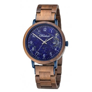 Waidzeit Holzuhr Manuel Herrenuhr mit Lapislazuliziffernblatt Unisex