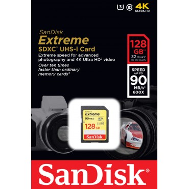 SanDisk 128GB SDXC Extreme 90MB/s UHS-I U3