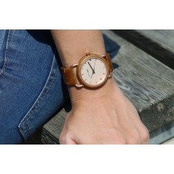 LAiMER Automatic Holzuhr Gina - Damen Armbanduhr 100% Teakholz , Südtirol