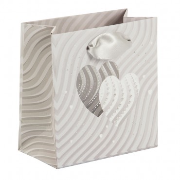 Goldbuch Hochzeit 12x Geschentasche Silver Hearts Geschenktasche 10x5x10 cm