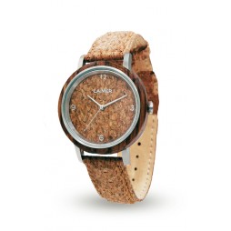 Holzuhr Holzuhr JUTTA - DAMEN Armbanduhr aus Holz + Kork , Südtirol