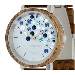 LAiMER Holzuhr Capri Walnuss - Damen Armbanduhr 100% Walnuss + Swarovski Südtirol