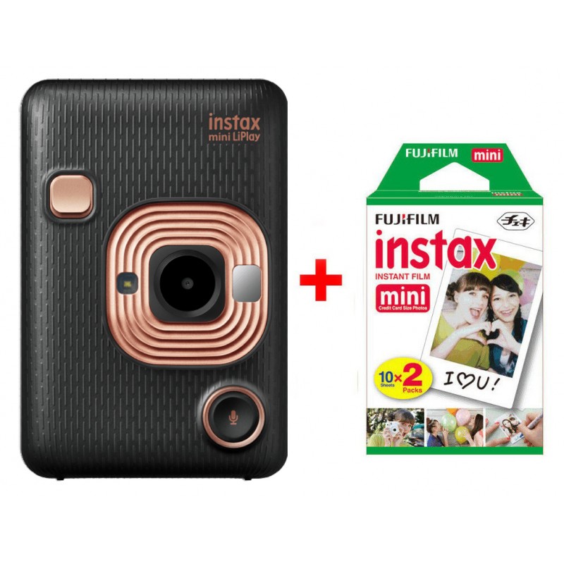 LiPlay elegant Instax einen Filme 10 black Bilder Fujifilm 2x inkl. Sofortbildkamera Doppelpack