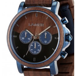 LAiMER Holzuhr IVO - Herren Chrono Armbanduhr 100% Walnussholz , Südtirol