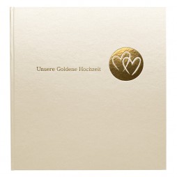 Goldbuch " Unsere Goldene Hochzeit " zwei Herzen 30x31 cm , 60 weiße Seiten 08116