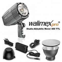 Walimex pro Studio Akkublitz Mover 400 TTL mit Reflektor, Diffusor, etc...