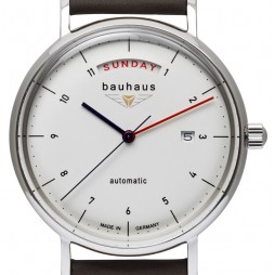 BAUHAUS Automatic UHR 2162-1 weiß Day Date - mechanisch, automatischer Aufzug