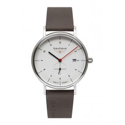 BAUHAUS UHR QUARZ kleine Sekunde 21301 weiß beige - Wasserdicht 5 atm , Datum