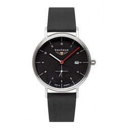 BAUHAUS UHR QUARZ kleine Sekunde 2130-2 schwarz - Wasserdicht 5 atm , Datum