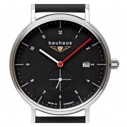 BAUHAUS UHR QUARZ kleine Sekunde 2130-2 schwarz - Wasserdicht 5 atm , Datum