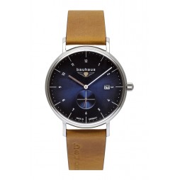 BAUHAUS UHR QUARZ Kleine Sekunde 2130-3 Blau - Wasserdicht 5 atm , 41 mm , Datum