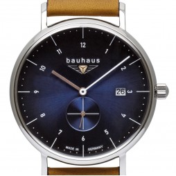 BAUHAUS UHR QUARZ Kleine Sekunde 21303 Blau - Wasserdicht 5 atm , 41 mm , Datum