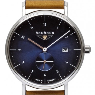 BAUHAUS UHR QUARZ Kleine Sekunde 2130-3 Blau - Wasserdicht 5 atm , 41 mm , Datum