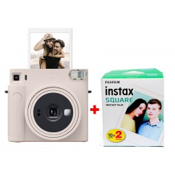 Fujifilm Instax SQUARE SQ1 chalk white Sofortbildkamera + 2x Fujifilm Instax Film SQUARE für 2x 10 Bilder